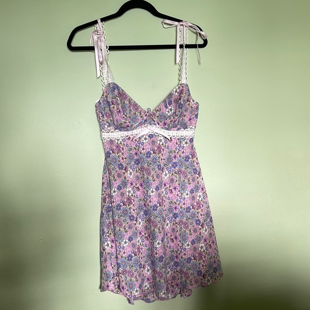 New ‘For Love & Lemons’ L Underwire Floral Slip Dress